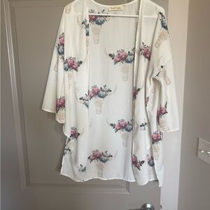 Floral Bull Skull Kimono Cardigan
